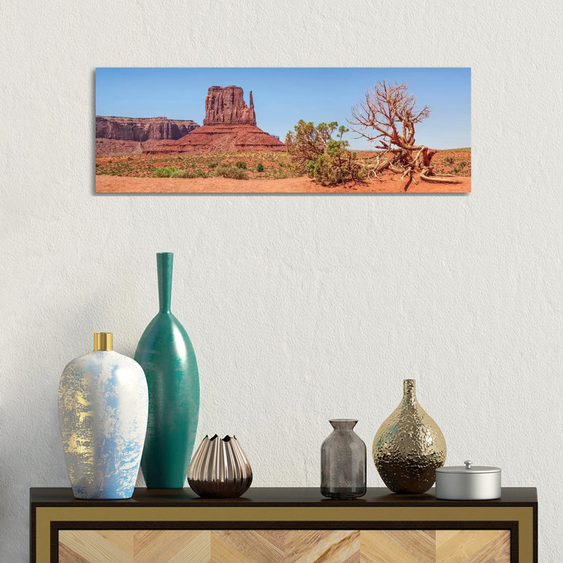 Monument Valley Sentinel Mesa & West Mitten Butte by Melanie Viola - Wrapped Canvas Panoramic Print