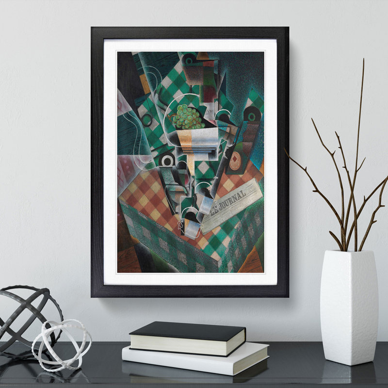 Checked Tablecloth by Juan Gris - Framed Print, 36cm H x 27cm W x 2cm D, Black Framed