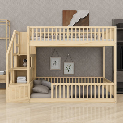 Bunk Bed, Floor Style with Storage Staircase