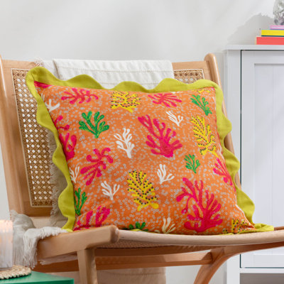 Coral Abstract Square Cushion