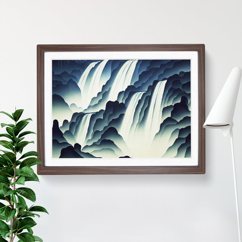 Gorgeous Waterfall - Single Picture Frame Print, 46cm H x 64cm W x 2cm D, Walnut Framed