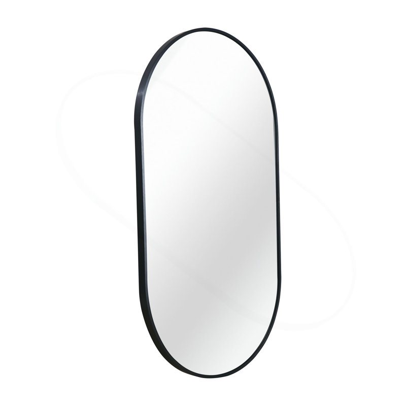 Miroir ovale en métal, 28 po H x 20 po L, Noir