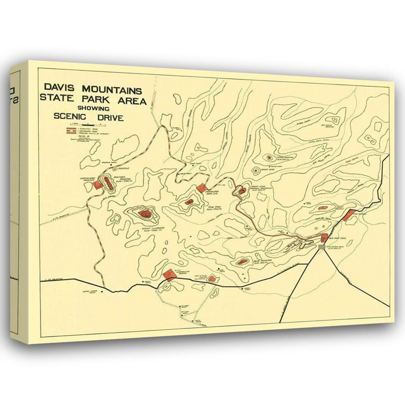 «Red Barrel Studio® Swartz Gallery», art sur toile titré: Parc d'État Davis Mountains, Swartz, 1935, H 36 po x l 45 po