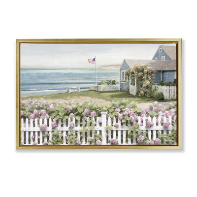 Coastal Bay Cottage Framed Floater Canvas by Amber Sterling