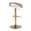 Tabouret réglable avec pivot en métal doré, bois gris clair et similicuir blanc avec repose-pieds arrondi en T - ensemble de 3
