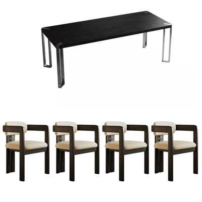Ensembles de table de salle à manger en bois massif avec conception stable.