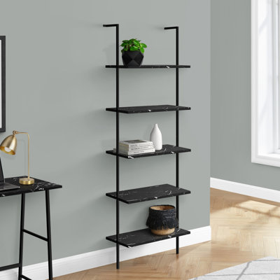 Bookshelf, Bookcase, Etagere, Ladder, 5 Tier, 72"H, Office, Bedroom, Laminate, Metal, Contemporary, Modern
