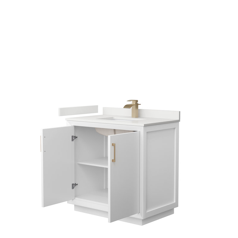 Strada 36'' W Single Vanity, WDX13300, White, Satin Bronze