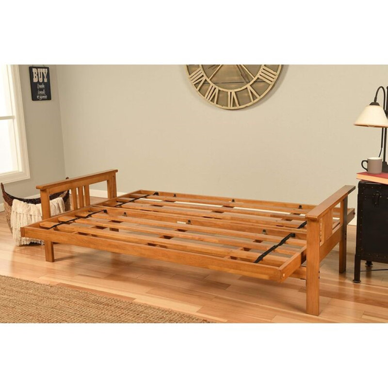 Monterey Queen Futon Frame with Mattress - Futon Frame Set with Mattress, Foldable Futon Frame with Sturdy Wood Build, Living Room Futon Frame with Mattress, Versatile Design