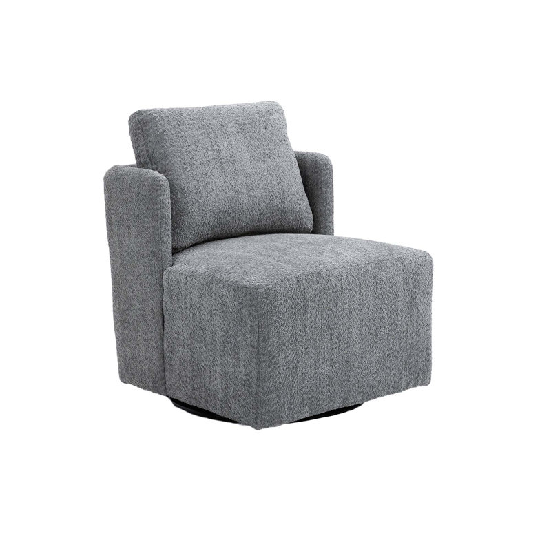 Upholstered Barrel Chair, Gray Boucle