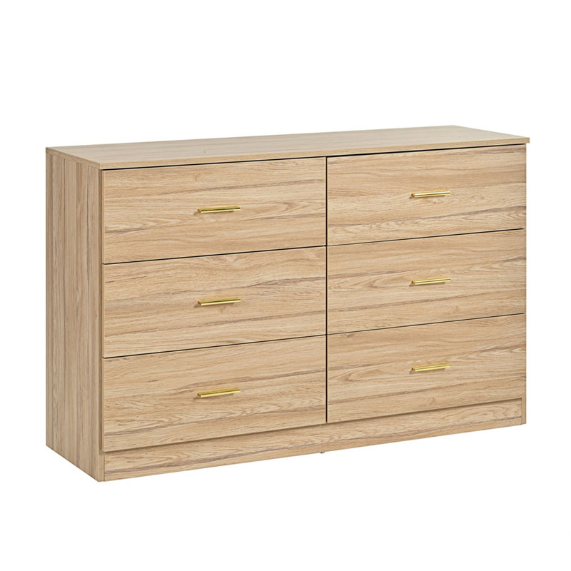Nergizli 47.24'' W 6 - Drawer Dresser, Natural