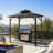 8 Ft. Hardtop Grill Gazebo Canopy Gray Steel Frame with 2-Tier PC Roof and Shelves