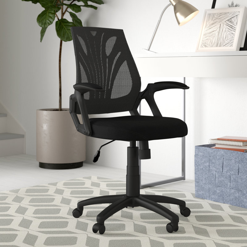  Chaise de bureau pivotante designer en maillage avec dossier moyen et accoudoirs ouverts, Tissu