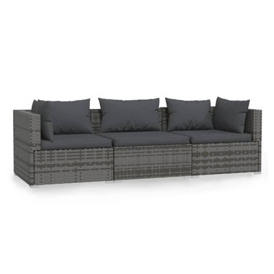 Wicker Patio Furniture 3 Piece with Cushions Poly Rattan