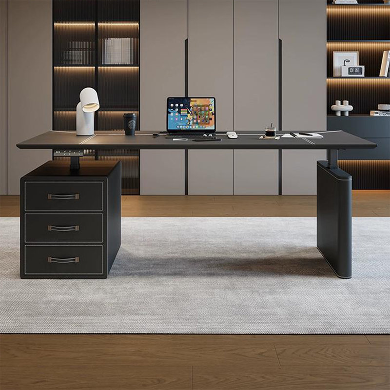 Bureau électrique à hauteur réglable avec armoire, H 25,59 po x l 55,12 po x P 27,56 po