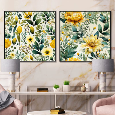 Swampscott - Abstract Botanicals Square Collage Set Of 2