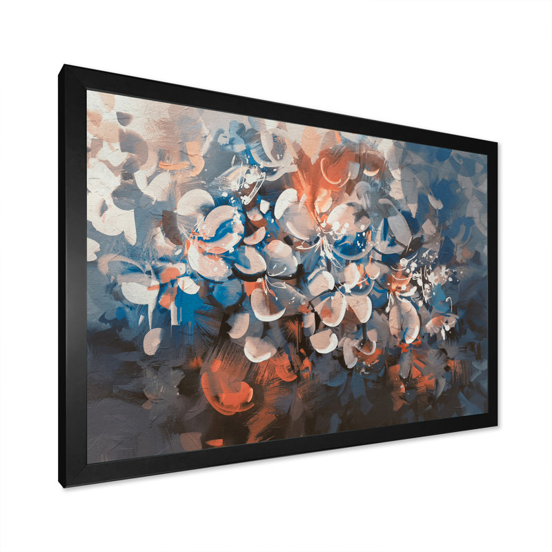 «Abstract Blooming Grunge Bouquet», reproduction sur toile, Cadre d'angle fermé noir, H 30 po x l 40 po x P 1,5 po
