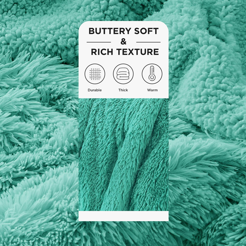 Couvertures en fausse fourrure Cozy Winter Collection, L 90 po x L 90 po, Marine