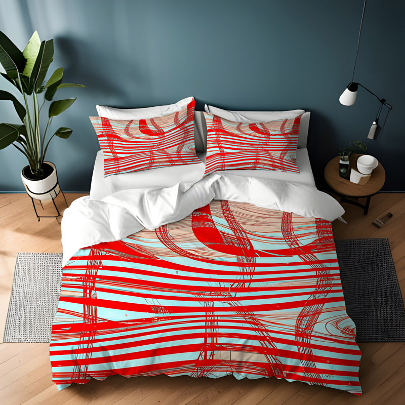 Polyester Abstract Duvet Cover, King Duvet Cover + 2 King Shams