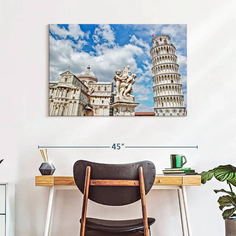 Iconic Leaning Tower Of Pisa, 26" H x 39" W