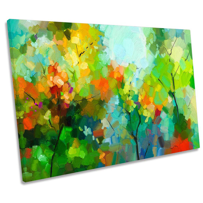 Green Floral Blossom Leaves 1 Piece Wrapped Canvas Wall Art, 30.5cm H x 45.7cm W x 2cm D