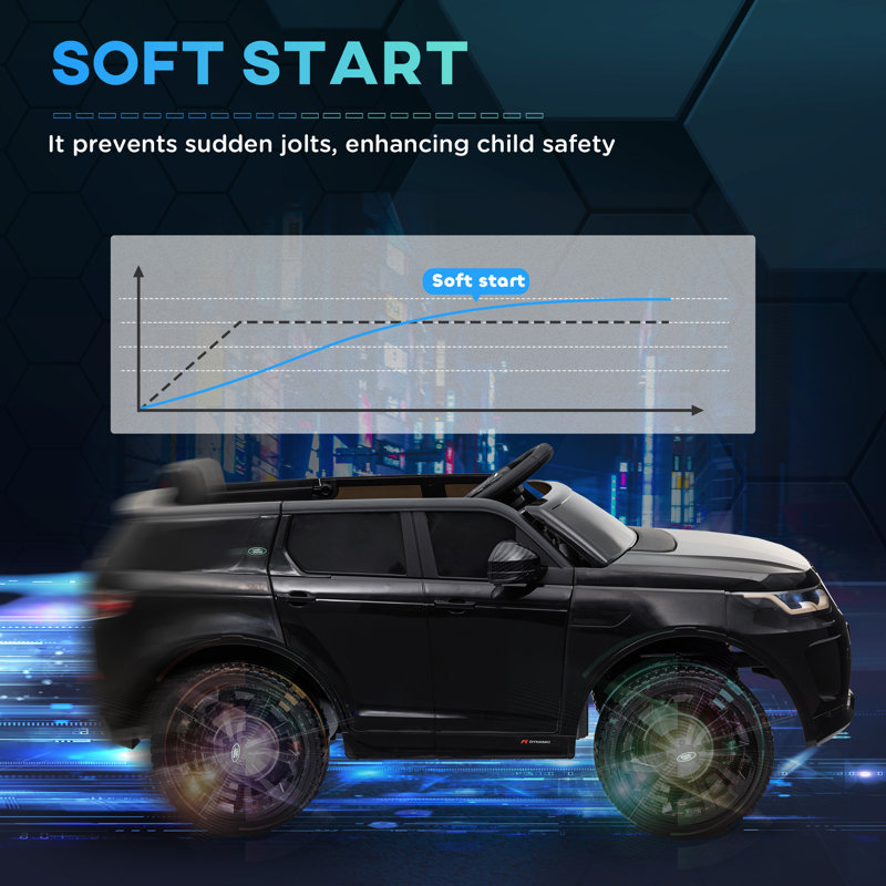 QAB 12V Kids Ride on Car, Land Rover Discovery Sport Voiture électrique à piles avec télécommande, démarrage en douceur, lumières DEL, klaxon à musique, 3 vitesses, rouge