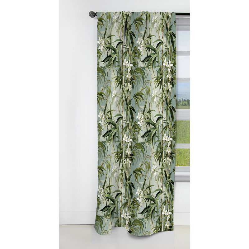 Bamboo Elegance Tropical Motif I - Rideau floral - Rideau occultant floral - 1 panneau, L 52 po x L 84 po