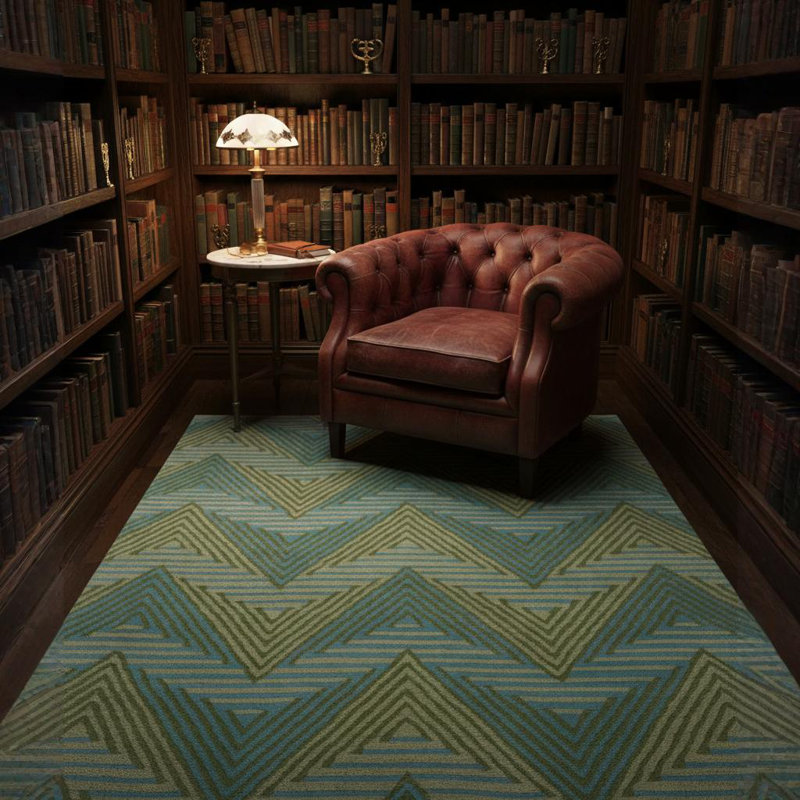 Ailey Authentic Hand-Tufted Handmade Blue & Green Modern Geometric Concentric Triangle Wool Area Rug, Blue/Green