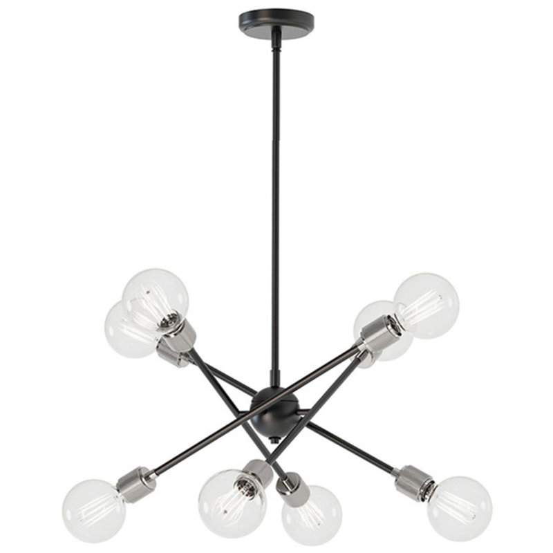 Lustres 8 lumières 26 po Laterna, Noir mat/nickel brossé