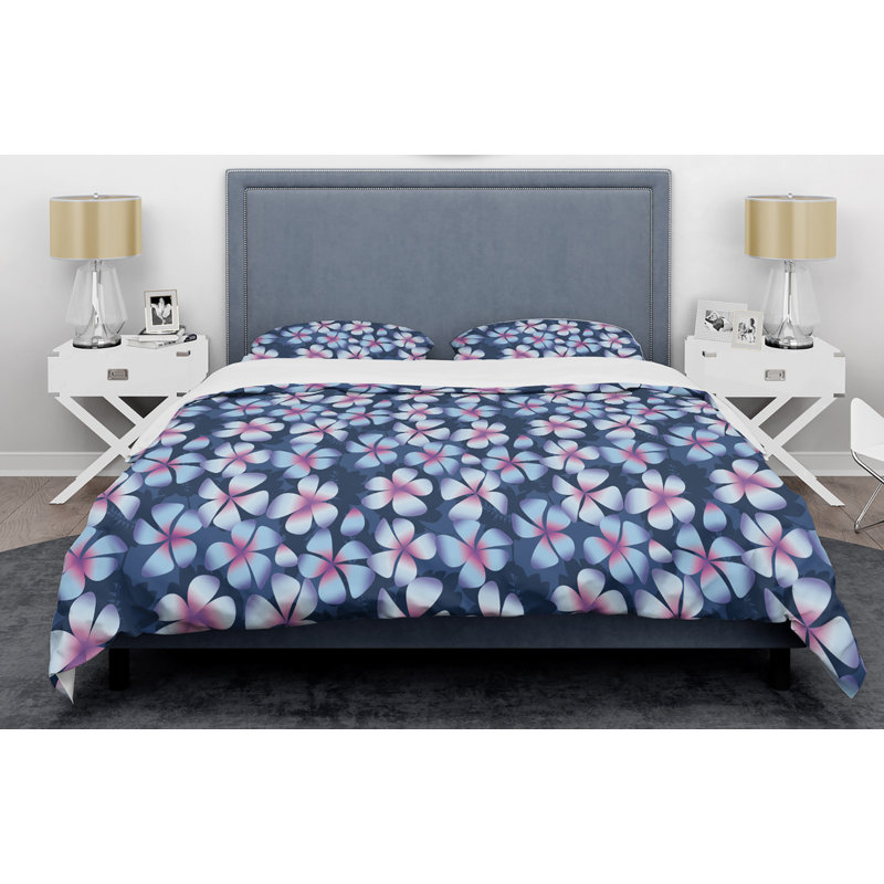 Eclectic Polyester Twill Floral Duvet Cover, King Duvet Cover + 2 Shams