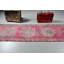 Tapis de couloir turc tissé à la main en rose pour la décoration intérieure et la cuisine avec un design rétro