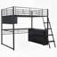 Lit mezzanine en métal avec DEL, bureau et 4 tablettes de rangement-397563961