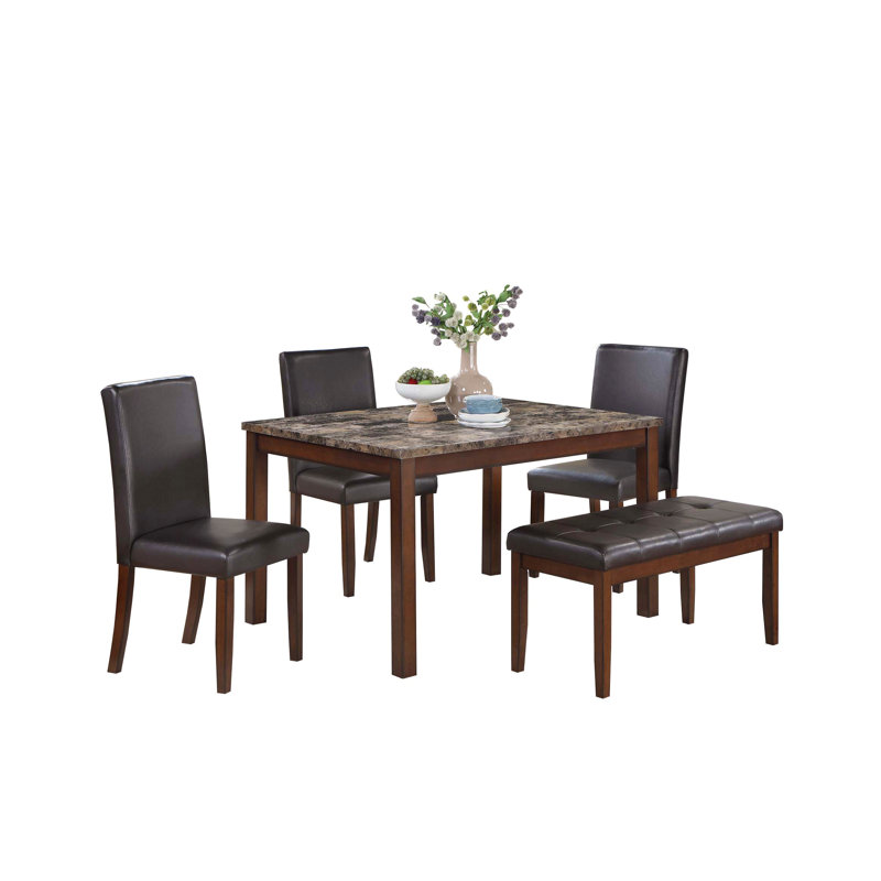 Ensemble repas 5 pièces avec chaises et banc