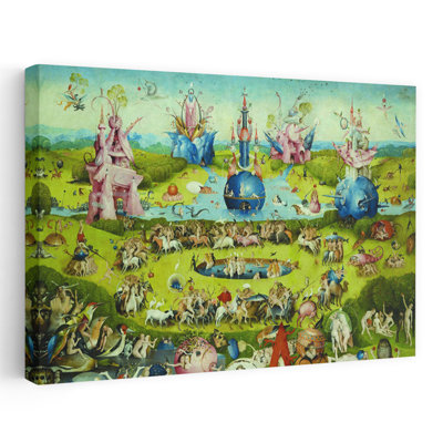 Top Of Central Panel From The Garden Of Earthly Delights Classic Surreal Wildlife Wall Art Print by Hieronymus Bosch - Wrapped Canvas Print