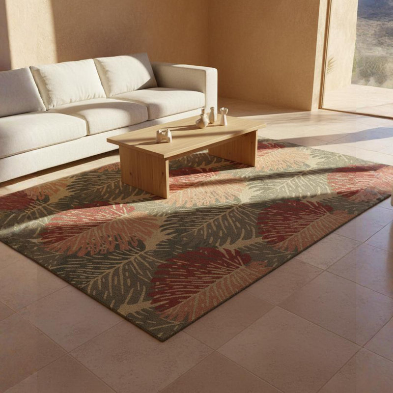 Bingham / Citori Authentic Hand-Tufted Handmade Modern Tropical Stylized Palm Fronds Wool Area Rug, Rectangle 7'9" x 10'6"