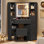 Bureau de meuble-lavabo avec lumières miroir, banc de rangement et prise de courant, meubles-lavabos d'angle avec armoire tournante et tiroirs, ensemble de meuble-lavabo à 3 lumières, pour femmes filles