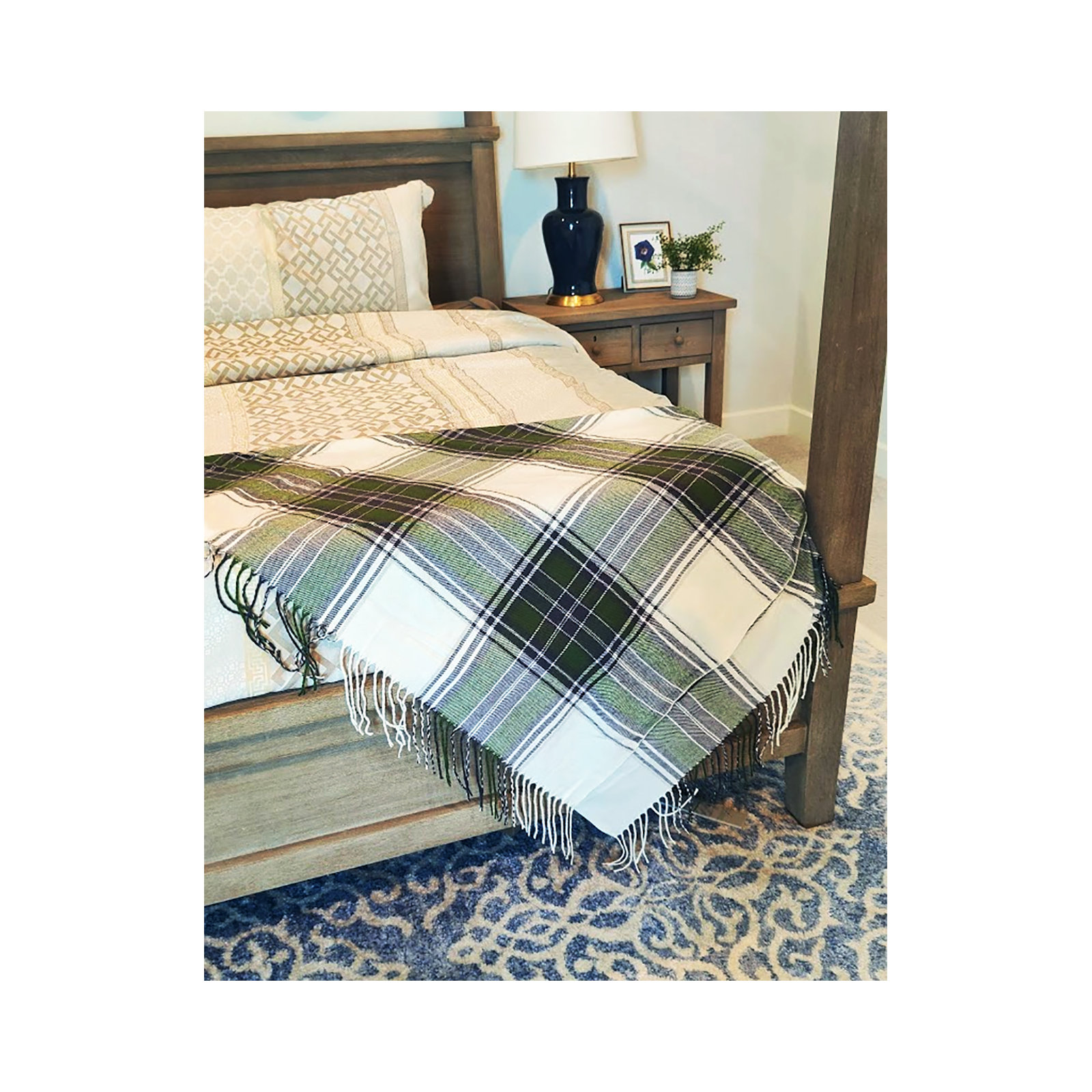 Sevan Collection Hand Woven Throw Blanket, Green