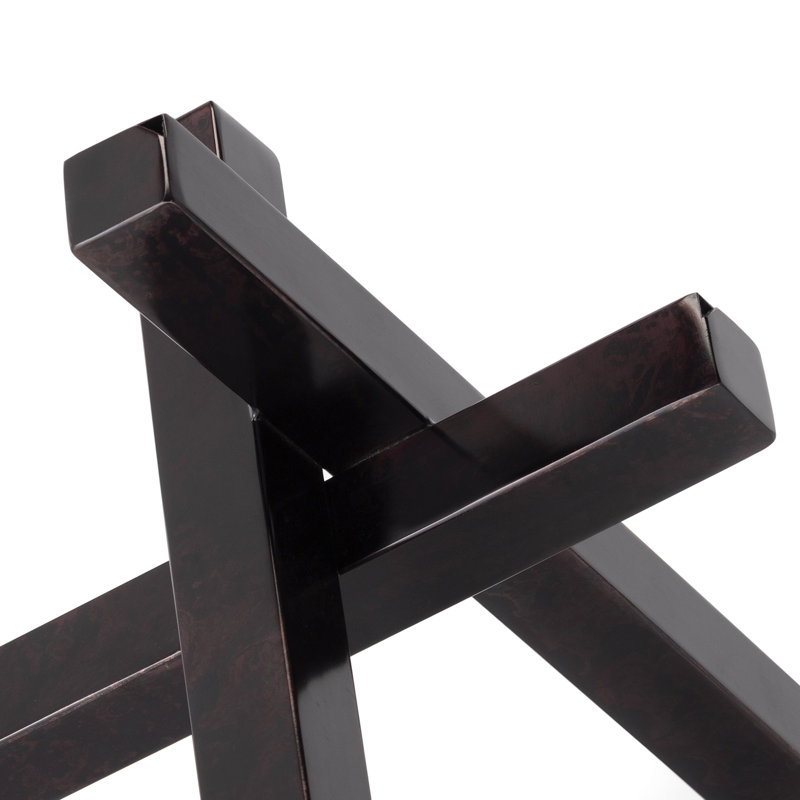 Patina Finish Zinc Metal Intersecting Sculpture