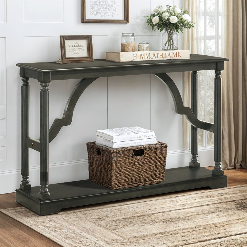 Allanton 45.9'' Solid Wood Console Table, Dark Gray Oak