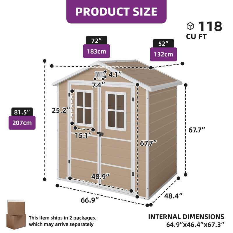 Balconera 6 Ft. W X 4.4 Ft. D Resin Storage Shed, Beige