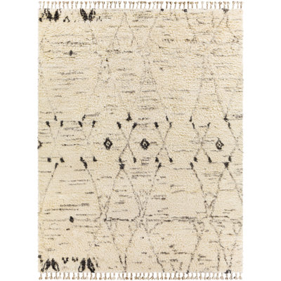 Clive Hand-Knotted Wool Cream/Gray/Black Area Rug