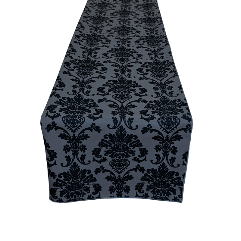 Poplin Damask Table Runner, 72" L x 12" W, Dark Teal
