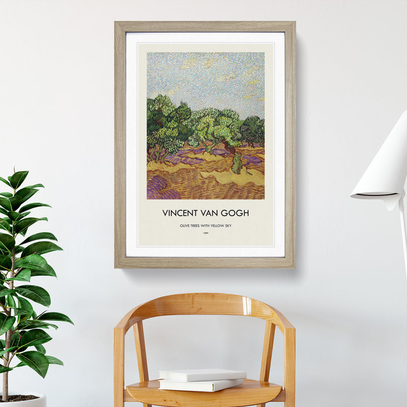Olive Trees by Vincent Van Gogh - Picture Frame Painting, Oak, 48cm H x 36cm W x 2cm D