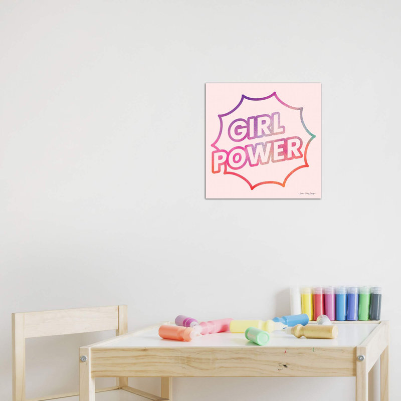 Girl Power I - impression d'art graphique, H 37 po x l 37 po x P 1,5 po, Toile tendue, Pas de tapis