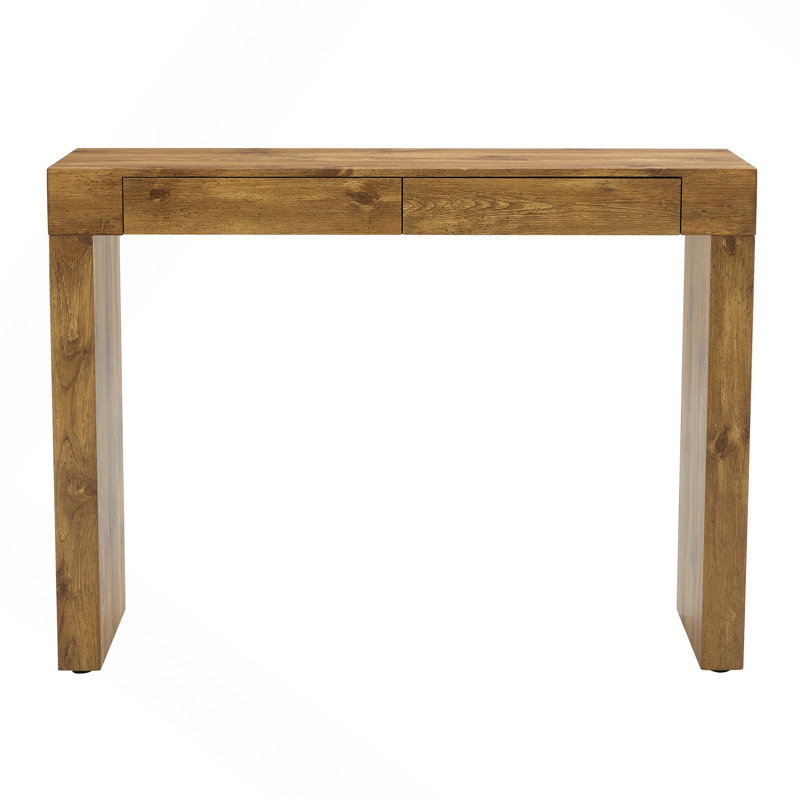 Élégante table de bar en grain de bois naturel - 50 pouces de long, un choix pratique pour les maisons modernes. Autocollant texturé en grain de bois, équipé de deux tiroirs