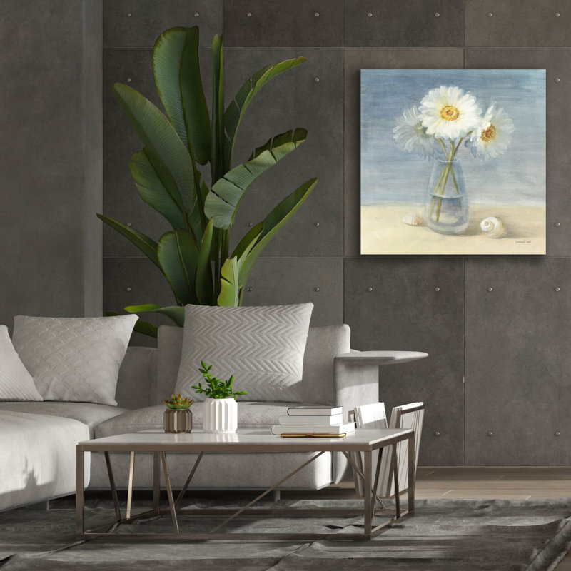 «Daisies and Shells» par Danhui Nai, art mural sur toile, H 37 po x l 37 po