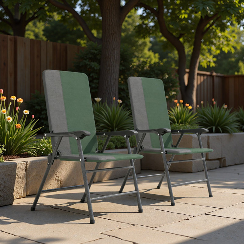 Ensemble de 2 chaises de patio, ensemble de chaises d'extérieur à haut dossier, chaises de jardin, chaises de camping pliantes