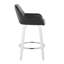 Tabouret de bar à hauteur fixe avec pivot en bois blanc et similicuir noir avec repose-pieds rond chromé - ensemble de 2-1505162189