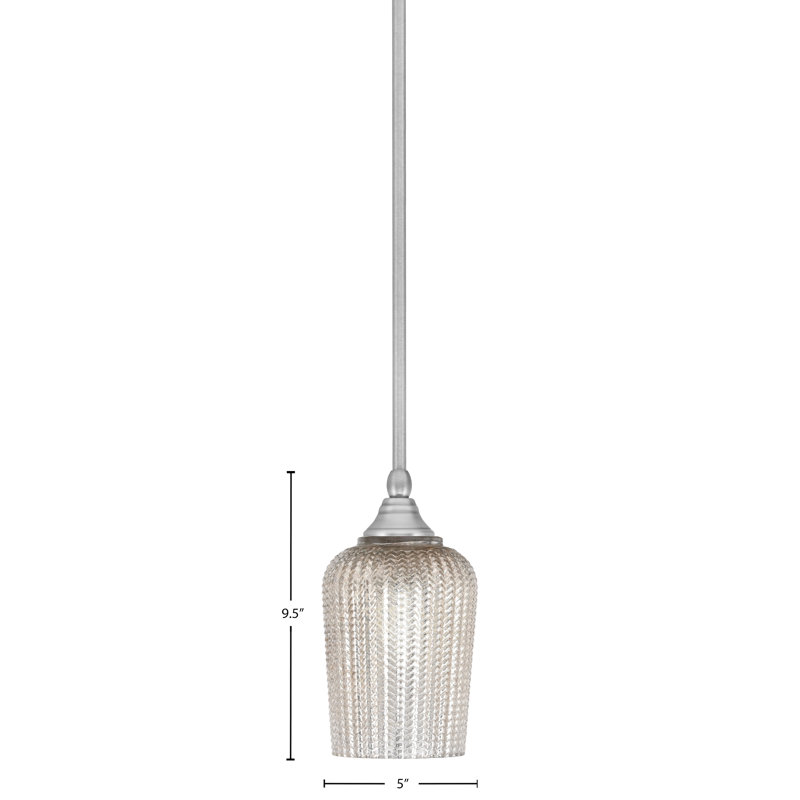 Stem Hung Mini Pendant With 5" Glass, Silver