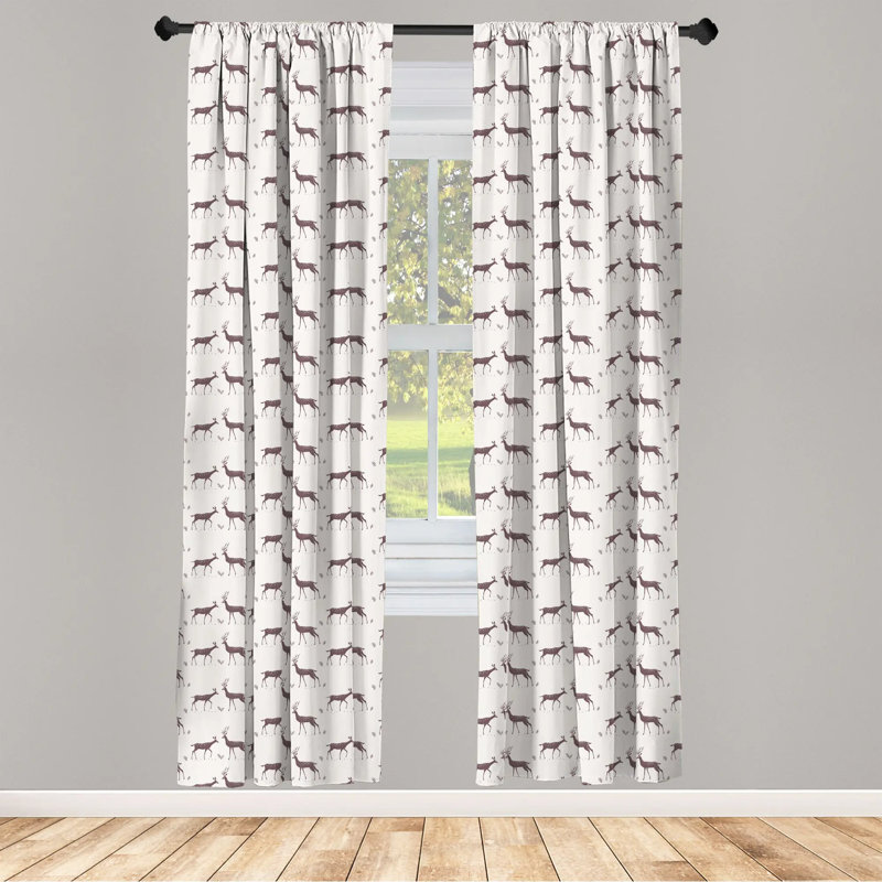 Deer Semi-Sheer Rod Pocket Curtain Panels, 28" x 84"